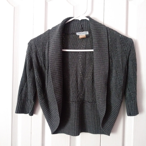 Gray Cropped Cardigan Size Small - Picture 1 of 6